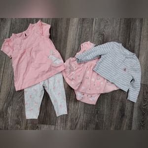 Carter's/Quiltex Baby Girls Outfit Bundle Size 6/9M
